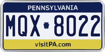 PA license plate MQX8022