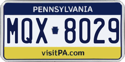 PA license plate MQX8029