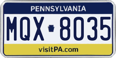 PA license plate MQX8035