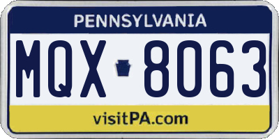 PA license plate MQX8063