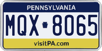 PA license plate MQX8065