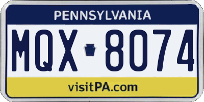PA license plate MQX8074