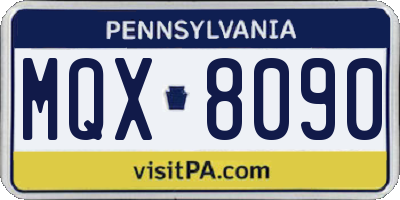 PA license plate MQX8090