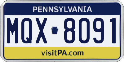 PA license plate MQX8091