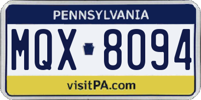 PA license plate MQX8094
