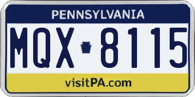 PA license plate MQX8115