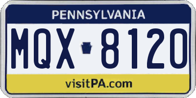 PA license plate MQX8120