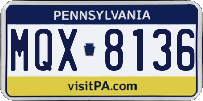 PA license plate MQX8136