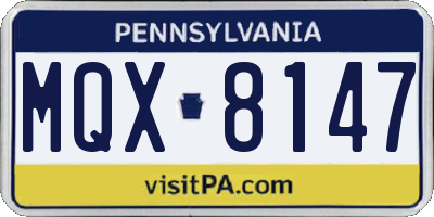 PA license plate MQX8147