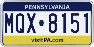 PA license plate MQX8151