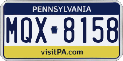 PA license plate MQX8158