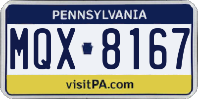 PA license plate MQX8167