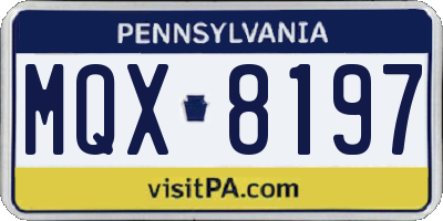 PA license plate MQX8197