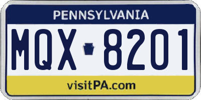 PA license plate MQX8201