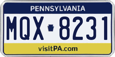 PA license plate MQX8231