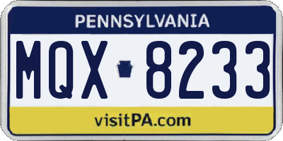 PA license plate MQX8233