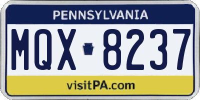 PA license plate MQX8237
