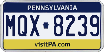 PA license plate MQX8239