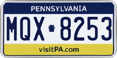 PA license plate MQX8253