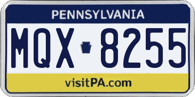 PA license plate MQX8255