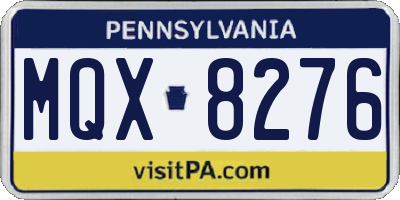 PA license plate MQX8276