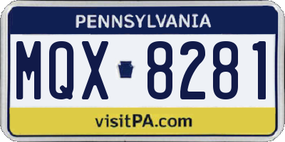 PA license plate MQX8281