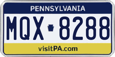 PA license plate MQX8288