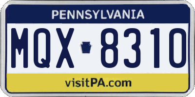 PA license plate MQX8310