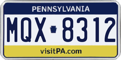 PA license plate MQX8312