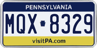 PA license plate MQX8329