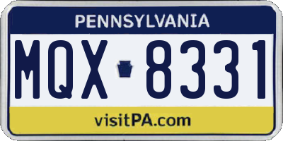 PA license plate MQX8331