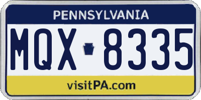 PA license plate MQX8335