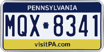 PA license plate MQX8341
