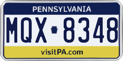 PA license plate MQX8348