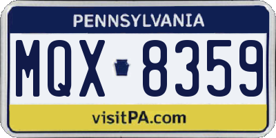 PA license plate MQX8359