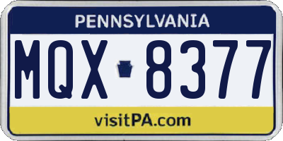 PA license plate MQX8377