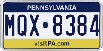 PA license plate MQX8384