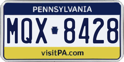 PA license plate MQX8428
