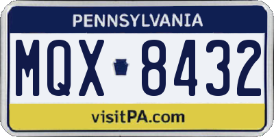 PA license plate MQX8432