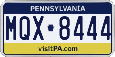 PA license plate MQX8444