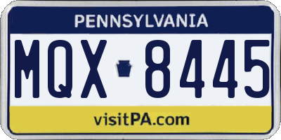 PA license plate MQX8445
