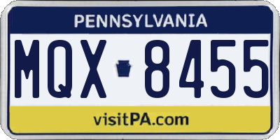PA license plate MQX8455