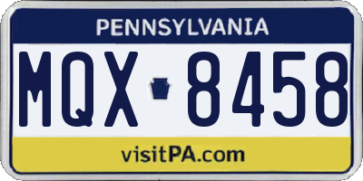 PA license plate MQX8458