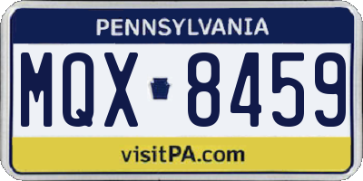 PA license plate MQX8459