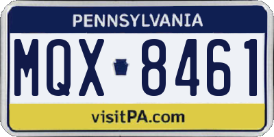 PA license plate MQX8461
