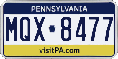 PA license plate MQX8477