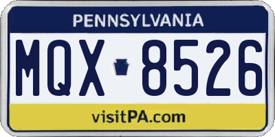 PA license plate MQX8526