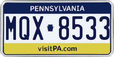PA license plate MQX8533