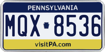 PA license plate MQX8536