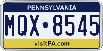 PA license plate MQX8545